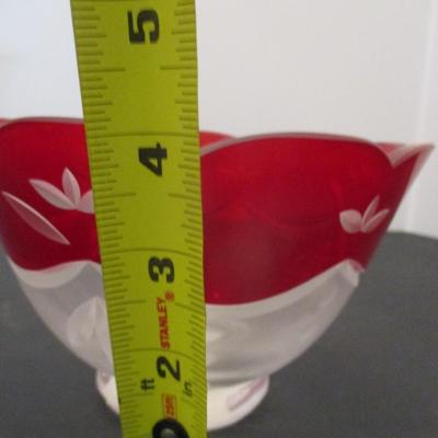 Lenox Clear Ruby Red Etched Glass Bowl