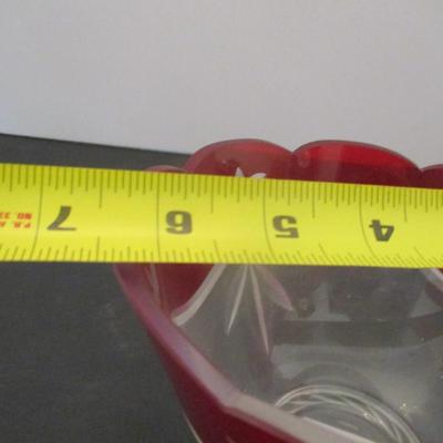 Lenox Clear Ruby Red Etched Glass Bowl