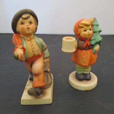 W Germany Hummel Figurine Boy Umbrella Boy & Hummel Girl With Advent Candle