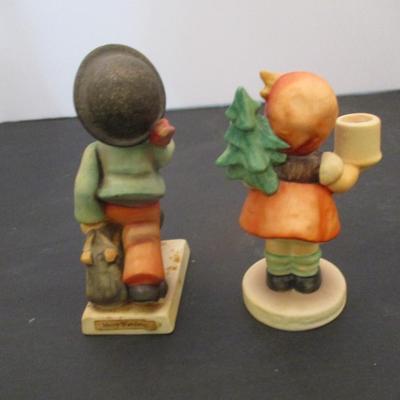 W Germany Hummel Figurine Boy Umbrella Boy & Hummel Girl With Advent Candle