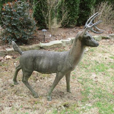 Solid Concrete Heavy Yard Buck UPDATE: Two people were able to move the buck to the back yard