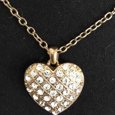 Vintage gold tone rhinestone fashion necklace