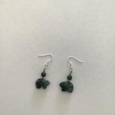 Mass agate stone bear earrings