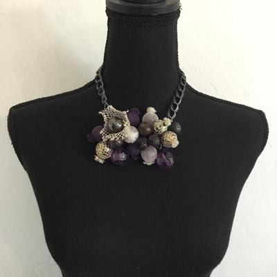 Large chunky beaded statement necklace