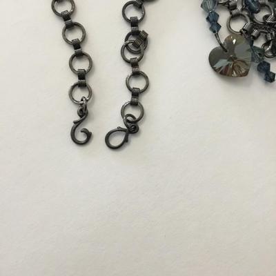 Gun metal gray and Crystal statement necklace