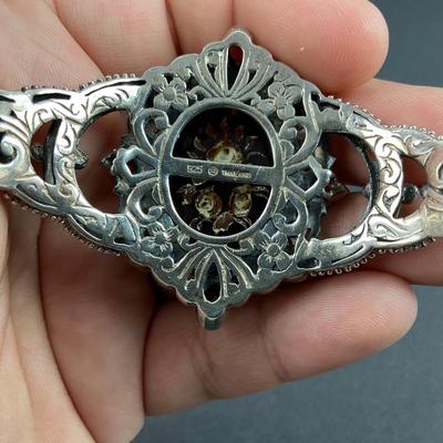 -48- SILVER | Sterling Thailand Flower Cuff Bracelet | Marked