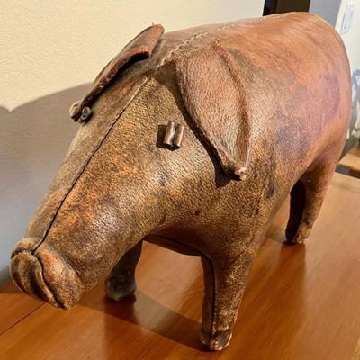 Vintage Abercrombie & Fitch Leather Pig Foot Stool