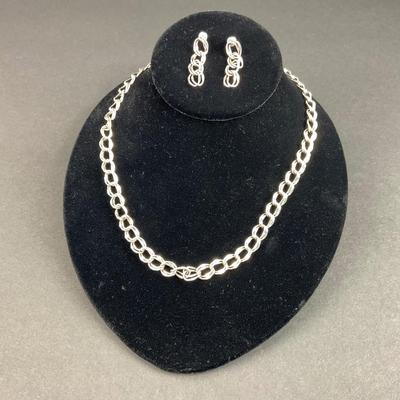 -51- SILVER | Sterling Silver Necklace & Earrings Set | Marked