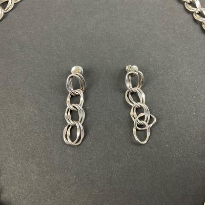 -51- SILVER | Sterling Silver Necklace & Earrings Set | Marked