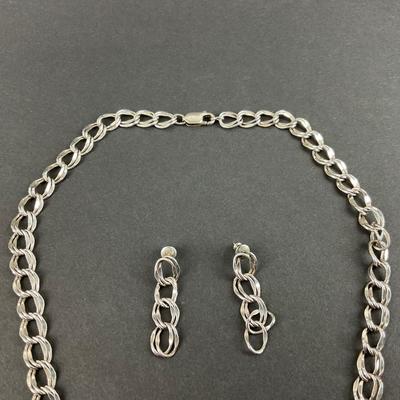 -51- SILVER | Sterling Silver Necklace & Earrings Set | Marked