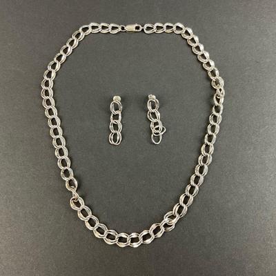 -51- SILVER | Sterling Silver Necklace & Earrings Set | Marked