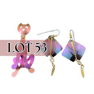 -53- JEWELRY | 1980’s Multi-Color Anodized Aluminium Brooch & Earring
