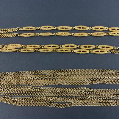 -56- COSTUME | Unmarked Gold Tone Necklaces