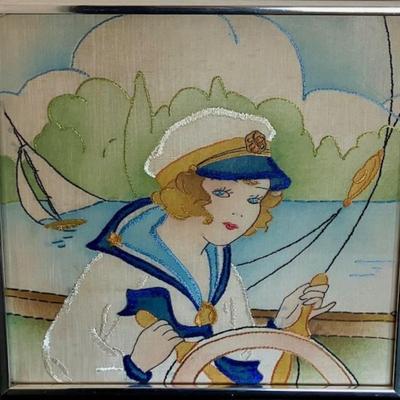 Two Framed Needlepoints from 1920's