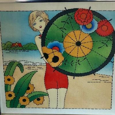 Two Framed Needlepoints from 1920's