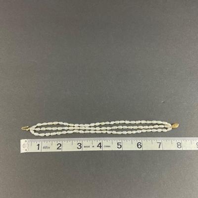 -59- JEWELRY | 14K IPS Yellow Gold Rice Pearl Necklace & Bracelet | Marked