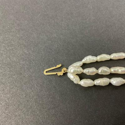 -59- JEWELRY | 14K IPS Yellow Gold Rice Pearl Necklace & Bracelet | Marked
