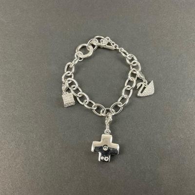-63- SWAROVSKI | Dorinda Charm Bracelet Stainless Steel | Marked