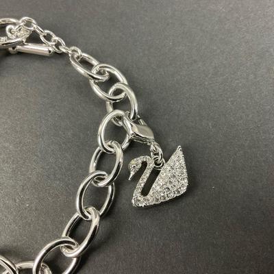 -63- SWAROVSKI | Dorinda Charm Bracelet Stainless Steel | Marked