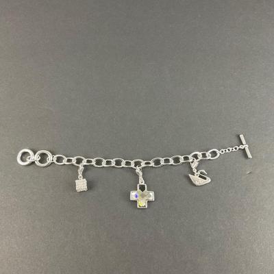 -63- SWAROVSKI | Dorinda Charm Bracelet Stainless Steel | Marked