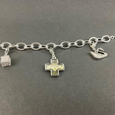 -63- SWAROVSKI | Dorinda Charm Bracelet Stainless Steel | Marked