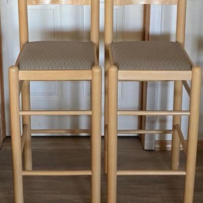 Two Padded Pine Bar Stools