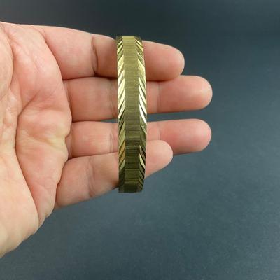 -66- MONET | Vintage Gold Tone Etched Bangle | Marked
