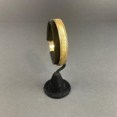 -66- MONET | Vintage Gold Tone Etched Bangle | Marked