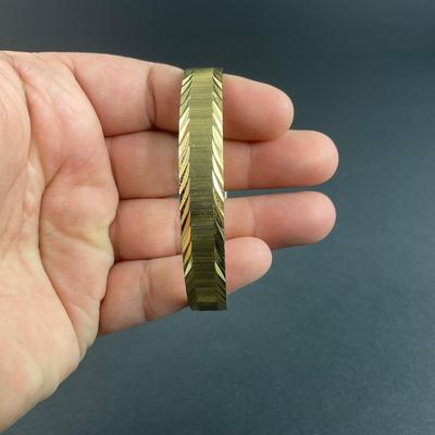-66- MONET | Vintage Gold Tone Etched Bangle | Marked