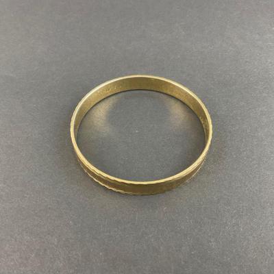 -66- MONET | Vintage Gold Tone Etched Bangle | Marked