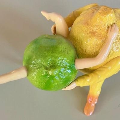Out Of The Bowl Citrus Resin Sculpture