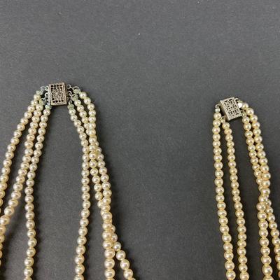 -68- JEWELRY | Multi Strand Cream Colored Pearl Necklaces