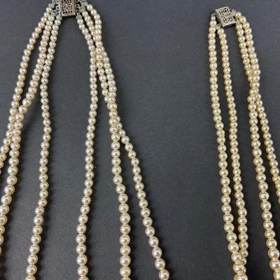 -68- JEWELRY | Multi Strand Cream Colored Pearl Necklaces