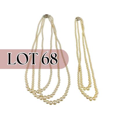 -68- JEWELRY | Multi Strand Cream Colored Pearl Necklaces