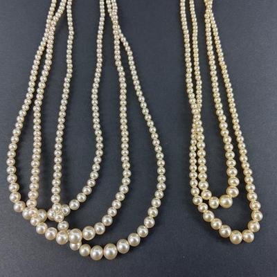 -68- JEWELRY | Multi Strand Cream Colored Pearl Necklaces