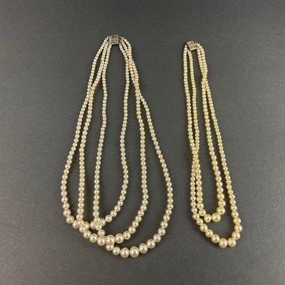 -68- JEWELRY | Multi Strand Cream Colored Pearl Necklaces