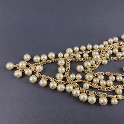 -69- TRIFARI | Gold Tone Necklace & Clip Earrings | Marked