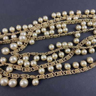 -69- TRIFARI | Gold Tone Necklace & Clip Earrings | Marked