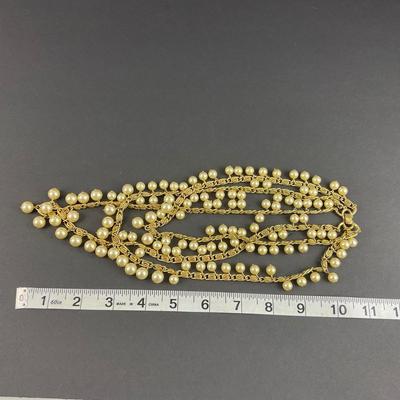 -69- TRIFARI | Gold Tone Necklace & Clip Earrings | Marked