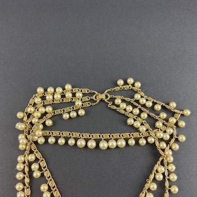 -69- TRIFARI | Gold Tone Necklace & Clip Earrings | Marked