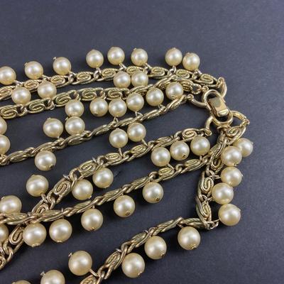 -69- TRIFARI | Gold Tone Necklace & Clip Earrings | Marked