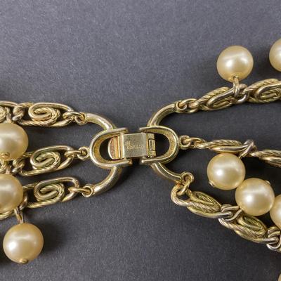 -69- TRIFARI | Gold Tone Necklace & Clip Earrings | Marked