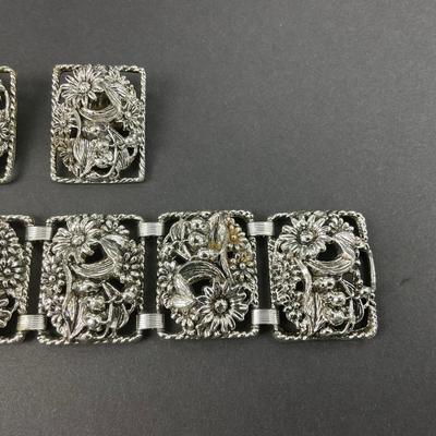 -70- SARAH COVENTRY | Antique Garden Bracelet & Clip Earrings