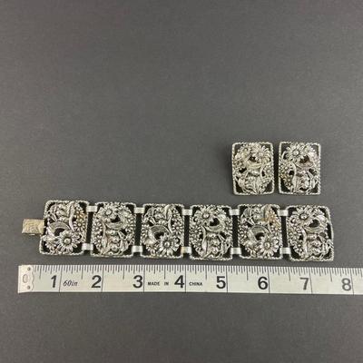 -70- SARAH COVENTRY | Antique Garden Bracelet & Clip Earrings