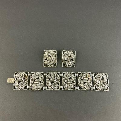 -70- SARAH COVENTRY | Antique Garden Bracelet & Clip Earrings