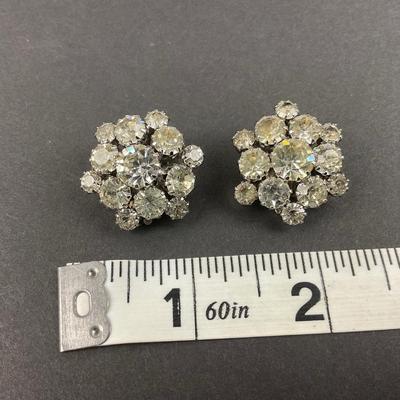 -72- JEWELRY | Rhinestone & Flowers Necklace & Clip Earrings
