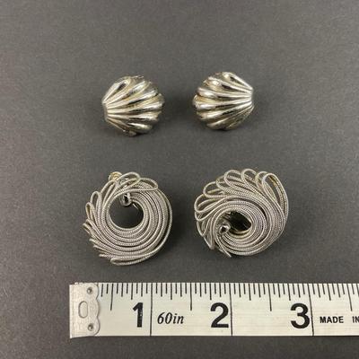 -73- NAPIER | Silver Tone Clip Earrings | Marked