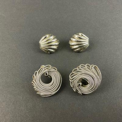-73- NAPIER | Silver Tone Clip Earrings | Marked