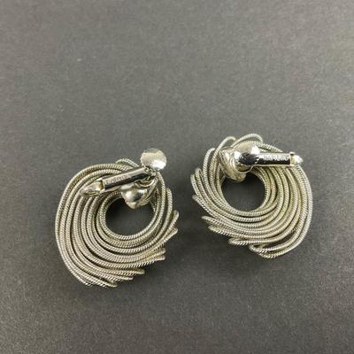 -73- NAPIER | Silver Tone Clip Earrings | Marked