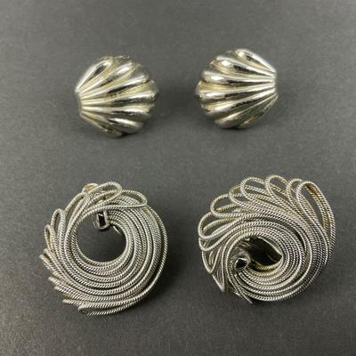 -73- NAPIER | Silver Tone Clip Earrings | Marked